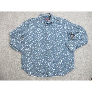 Robert Graham Shirt Mens Large Blue Flip Cuff Button Up Preppy‎ Casual Cotton